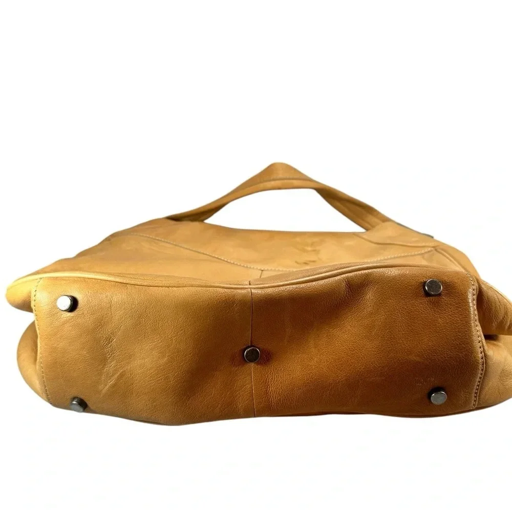 Charles David Camel Brown Leather Large Hobo Handbag Purse